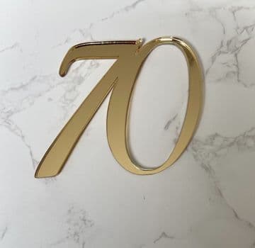Number 70 acrylic or wood cake charm