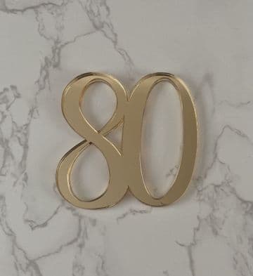 Number 80 acrylic or wood cake charm