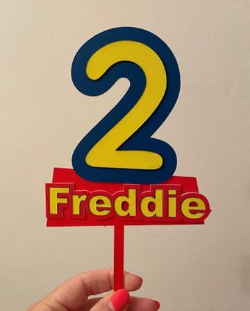 Number colourful themed acrylic cake topper