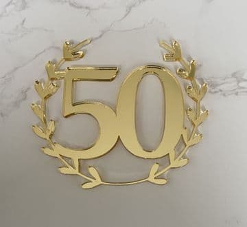 Number leaf wreath acrylic or wood cake charm