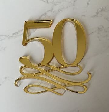 Number with swirls acrylic or wood cake charm