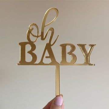 Oh baby mirrored acrylic cake topper
