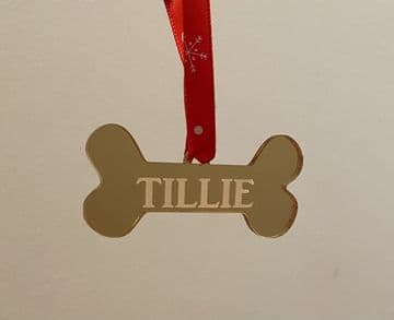 Personalised dog bone bauble