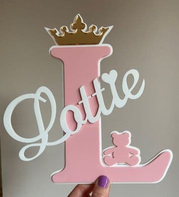 Personalised double layer letter and name acrylic door sign