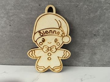 Personalised gingerbread man christmas tree decoration