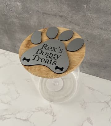Personalised glass dog treat storage jar