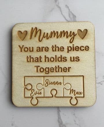 Personalised jigsaw theme wooden coaster/fridge magnet