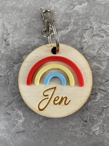 Personalised Rainbow theme keyring