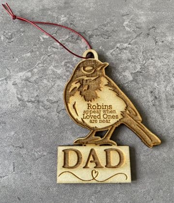 Personalised 'robins appear when loved ones are near' wooden memorial christmas decoration