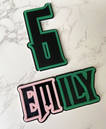 Personalised wicked name and age charm set
