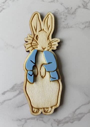 Peter Rabbit wooden cake charm