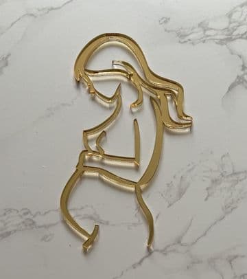 Pregnant lady acrylic or wood cake charm