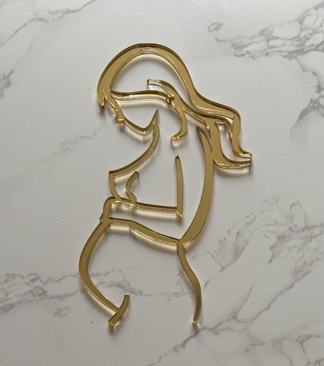 Pregnant lady acrylic or wood cake charm