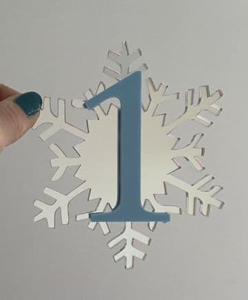 Snowflake with number acrylic cake charm