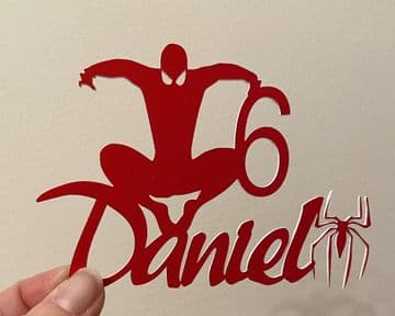 Spiderman theme personalised acrylic cake charm
