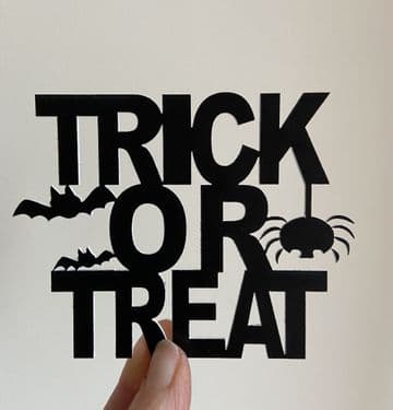 Trick or treat acrylic or wood cake charm