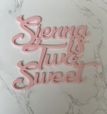 Two sweet personalised acrylic or wood cake charm