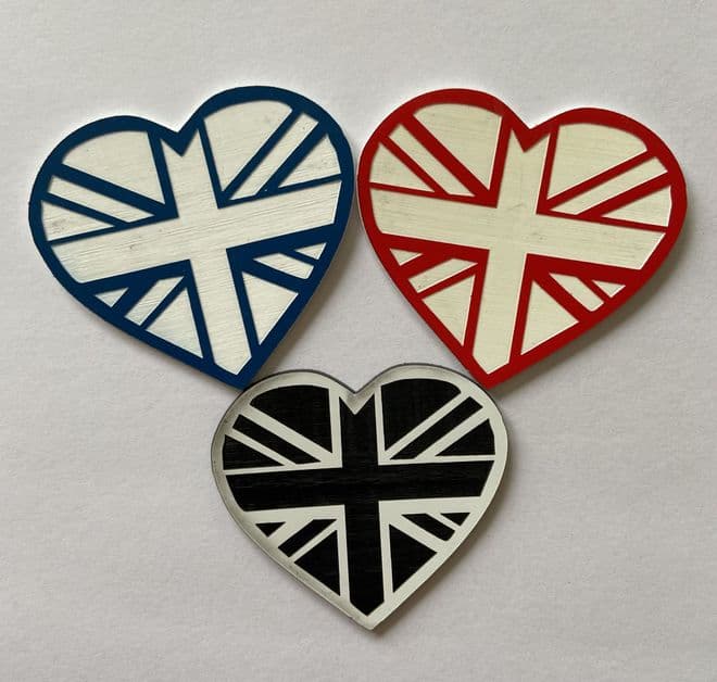 Union jack heart acrylic cupcake toppers