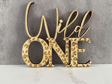 Wild one leopard pattern wooden cake charm