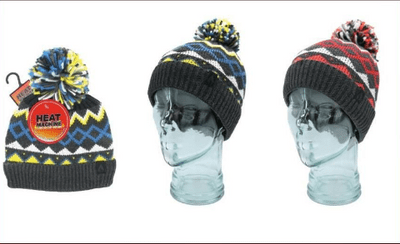 12x Boys 1pk Heat Machine Nordic Bobble Hat