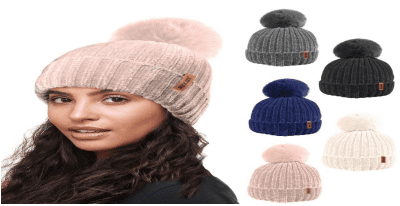 12x Ladies Fine Rib Chenille Hat with Soft Fur Pom Pom & Rockjock R80 Thermal Insulation£1.75