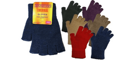 12x Ladies Fingerless Thermal Acrylic Gloves,  Assorted