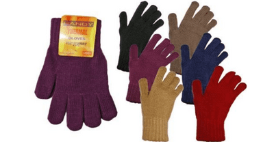 12x Ladies Thermal Acrylic Gloves, Assorted