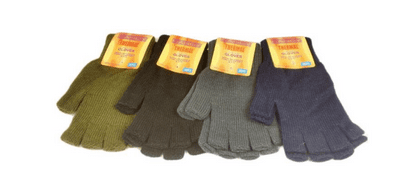 12x Men’s Fingerless Thermal Acrylic Gloves,  Assorted