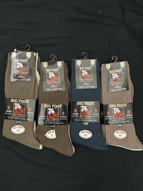 4 x 3pk Big Foot Ribbed Mens Socks Wholesale clothing