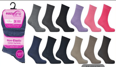 4x Ladies 3pk Easy Grip Asst Socks