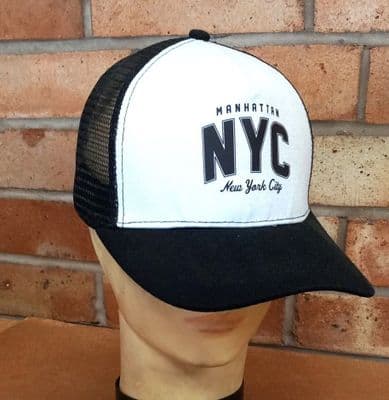 Adults NYC Black & White Mesh Caps only £1.75 each!