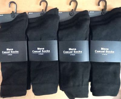 Men's Casual 2803 Plain Black 6-11 Socks