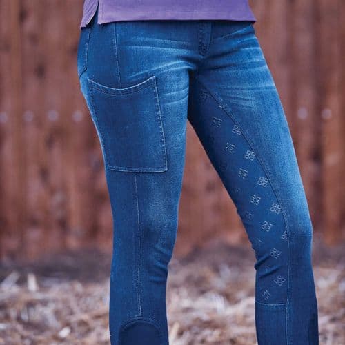 Dublin Shona Full Grip Silicone Print Denim Breeches