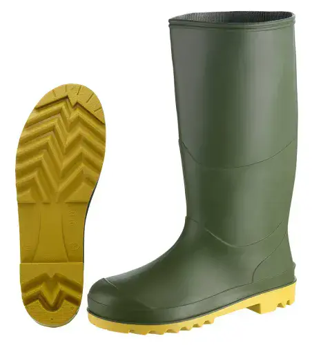 Grubs Berwick Durable PVC Wellington Adults Green Boots