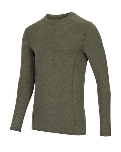 Hoggs of Fife 100% Merino Wool Crew Neck Long Sleeve Base Layer - Green