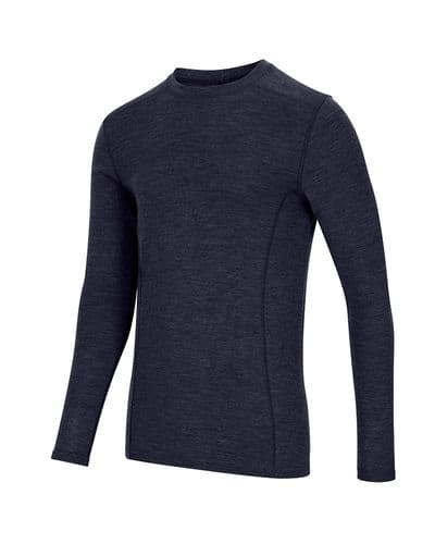 Hoggs of Fife 100% Merino Wool Crew Neck Long Sleeve Base Layer - Navy