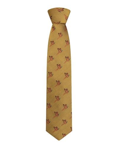 Hoggs of Fife 100% Silk Woven Tie - Pheasants Gold