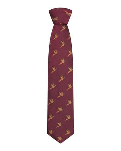 Hoggs of Fife 100% Silk Woven Tie - Pheasants Wine