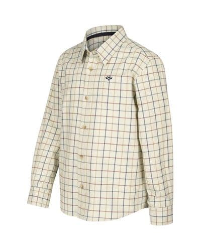Hoggs of Fife Ambassador Junior Premier Tattersall Shirt - Ivory/Navy