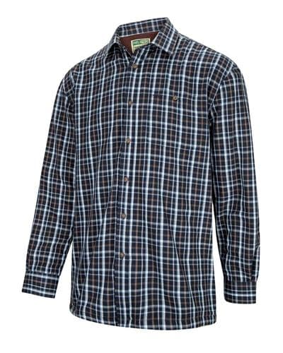 Hoggs of Fife Bark Micro-Fleece Lined Shirt - Navy/Brown Check