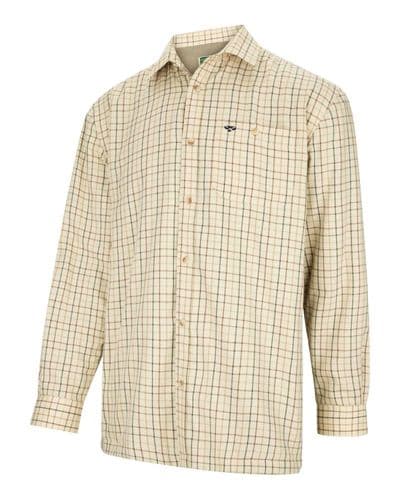 Hoggs of Fife Birch Micro-Fleece Lined Shirt - Olive/Tan Tattersall
