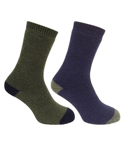 Hoggs of Fife Country Short Socks Dark Navy/Dark Green - Twin Pack
