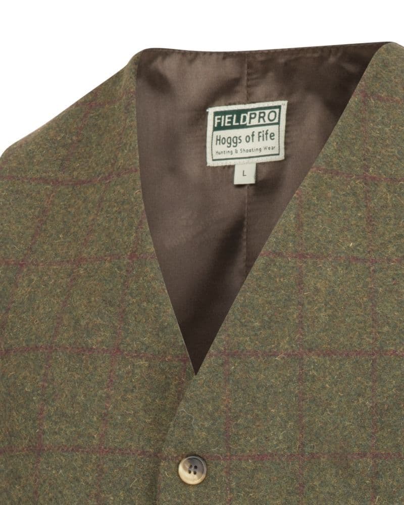 Hoggs of Fife Tummel Tweed Dress Waistcoat Olive/Wine Olive/Wine, 38 - Main Image