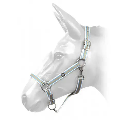 John Whitaker Harvey Headcollar in White Blue and Khaki