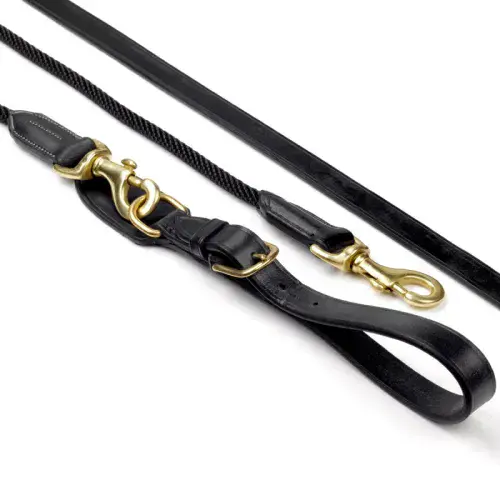 John Whitaker Leather Draw Reins with Rope Insert