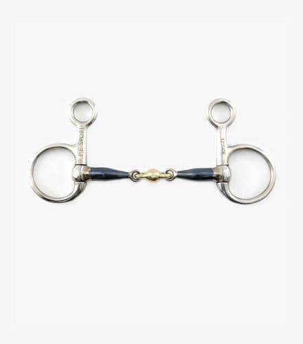 Premier Equine Blue Sweet Iron Hanging Cheek with Brass Alloy Lozenge
