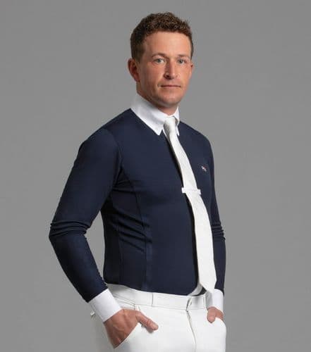 Premier Equine Giulio Men's Long Sleeve Navy Show Shirt