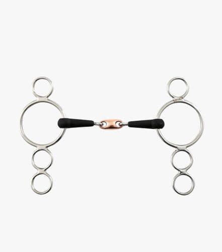 Premier Equine Rubber Three Ring Dutch Gag with Lozenge