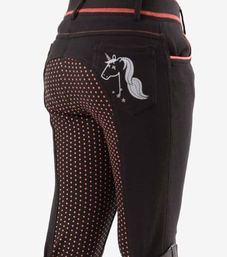 Premier Equine Sassa Kids Black Full Seat Gel Riding Breeches