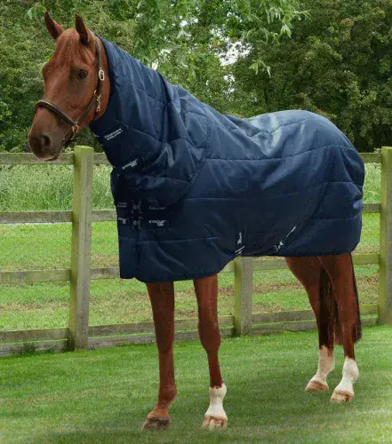 Premier Equine Stratus Stable Rug 100g with Neck Cover Navy